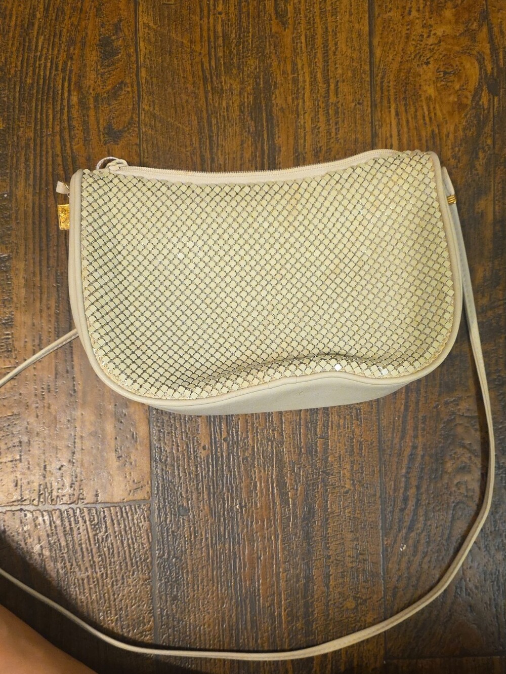 Whiting And Davis Cream Sequin Crossbody Bag - Elegant Women's Shoulder Bag
